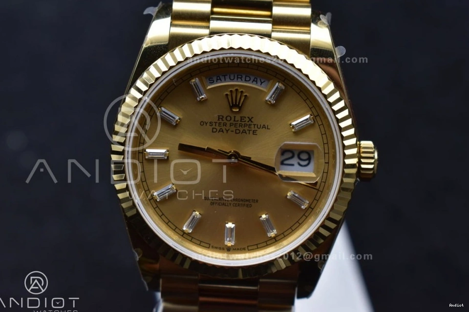 Diamond 904L QF with on vr3255 Dial (Gain Bracelet V5 YG Gold 36 Best Weight) DayDate Edition Steel President Stick 0425